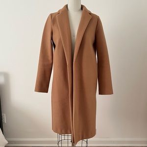 ZARA Camel Tan Faux Wool Shawl Collared Front Coat w/ Side Pockets M